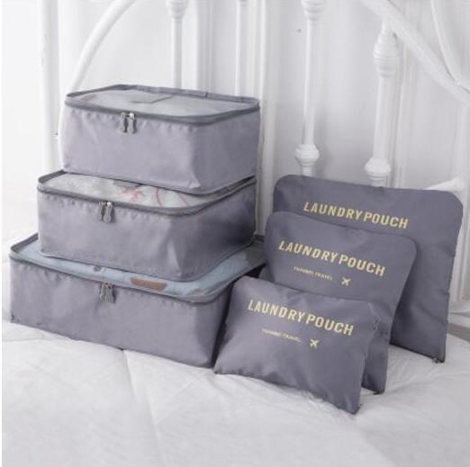 IUX Nylon Packing Cube Travel Bag System Durable 6 Pieces Set Large Capacity Of Bags Unisex Clothing Sorting Organize