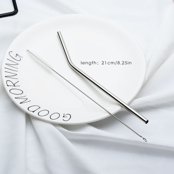 Stainless Steel Straw Reusable Metal Drinking Straw +1 Brush Bar Accessories For 20Oz Cup
