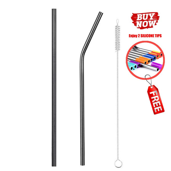 2/4/8Pcs Colorful Reusable Drinking Straw High Quality 304 Stainless Steel Metal Straw with Cleaner Brush For Mugs 20/30oz