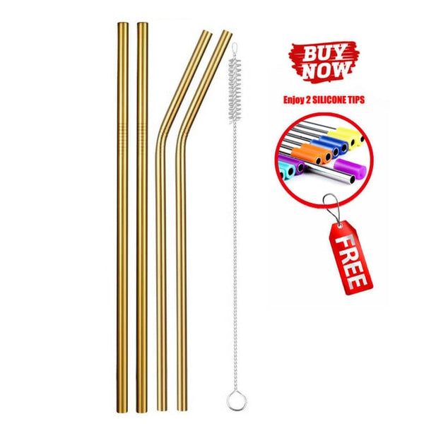 2/4/8Pcs Colorful Reusable Drinking Straw High Quality 304 Stainless Steel Metal Straw with Cleaner Brush For Mugs 20/30oz
