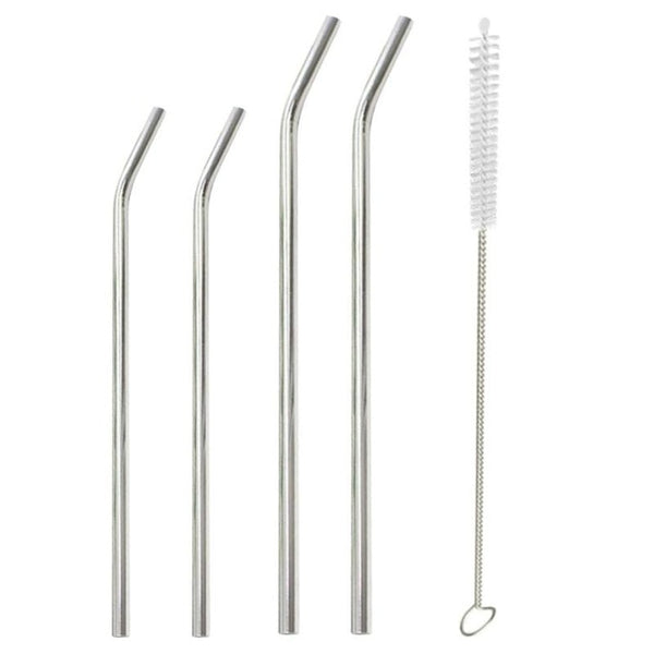 1/4/6/8pcs Eco Friendly Metal Straw Reusable Drinking Stainless Steel Straw with Cleaning Brush for Mugs Bar Accessories