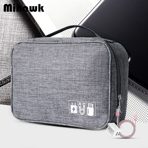 Mihawk Waterproof Digital Bags Travel USB Cable Tote Hard Disk Wires Case Power Bank Mobile Phone Organization Pouch Accessories