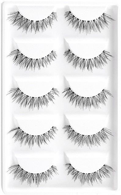 CLOTHOBEAUTY 5 Pairs False Eyelashes,Wispy EyeLashes Extension Handmade Natural Soft Invisible Band,Long Thick Reusable