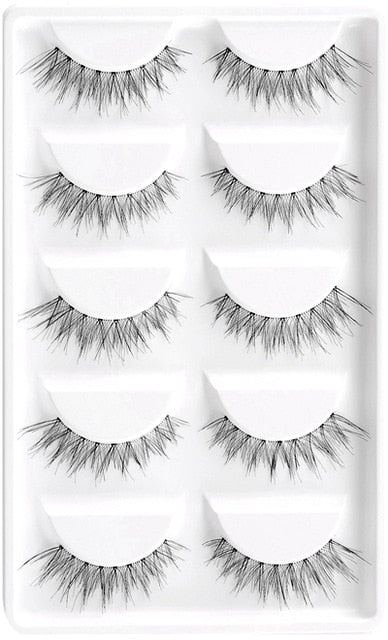 CLOTHOBEAUTY 5 Pairs False Eyelashes,Wispy EyeLashes Extension Handmade Natural Soft Invisible Band,Long Thick Reusable