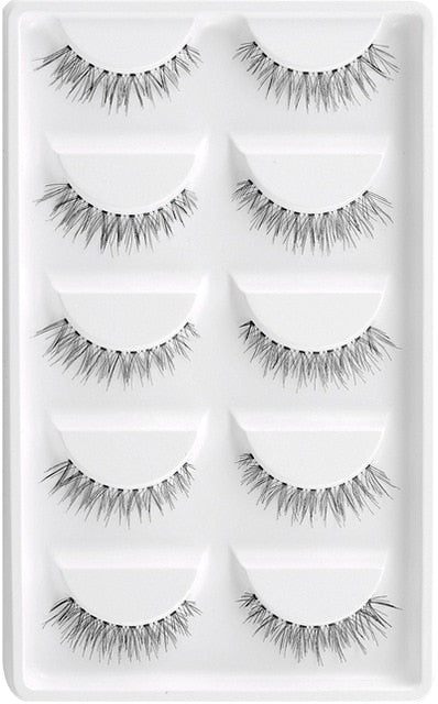 CLOTHOBEAUTY 5 Pairs False Eyelashes,Wispy EyeLashes Extension Handmade Natural Soft Invisible Band,Long Thick Reusable