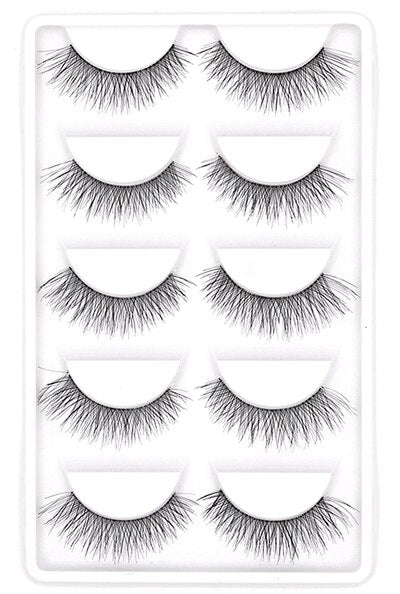 CLOTHOBEAUTY 5 Pairs False Eyelashes,Wispy EyeLashes Extension Handmade Natural Soft Invisible Band,Long Thick Reusable