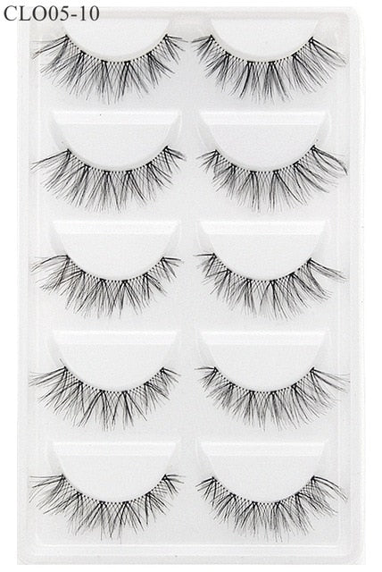 CLOTHOBEAUTY 5 Pairs False Eyelashes,Wispy EyeLashes Extension Handmade Natural Soft Invisible Band,Long Thick Reusable