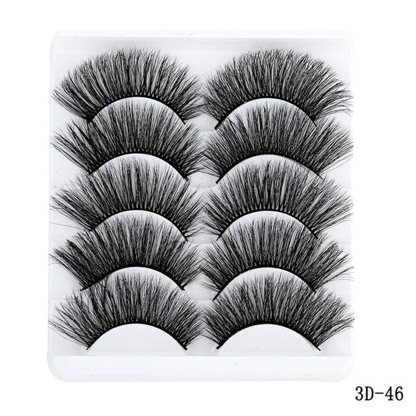 5 Pairs Multipack 5D Soft Mink Hair False Eyelashes Handmade Wispy Fluffy Long Lashes