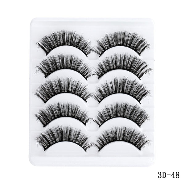 5 Pairs Multipack 5D Soft Mink Hair False Eyelashes Handmade Wispy Fluffy Long Lashes