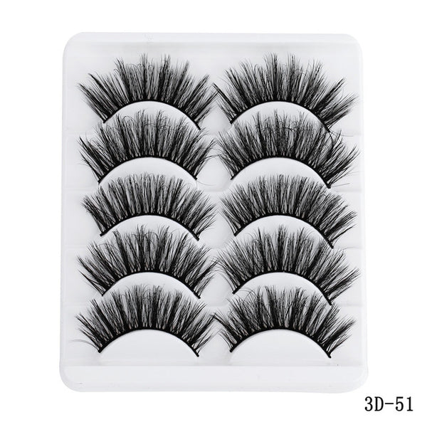 5 Pairs Multipack 5D Soft Mink Hair False Eyelashes Handmade Wispy Fluffy Long Lashes