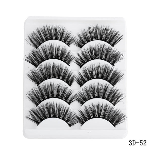 5 Pairs Multipack 5D Soft Mink Hair False Eyelashes Handmade Wispy Fluffy Long Lashes