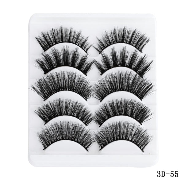 5 Pairs Multipack 5D Soft Mink Hair False Eyelashes Handmade Wispy Fluffy Long Lashes