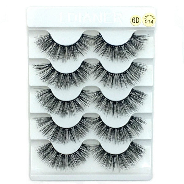 5 Pairs 6D Faux Mink Hair False Eyelashes Natural Long Whispies Lashes Cruelty-free Criss-cross Eyelashes