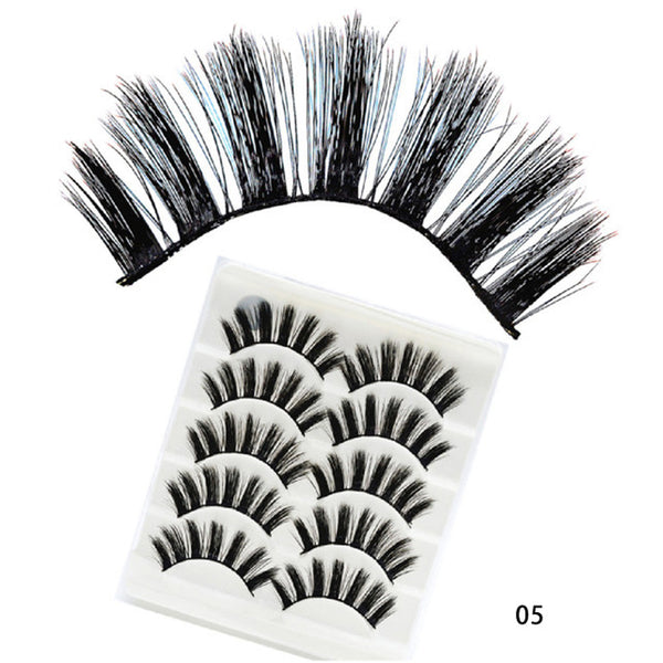 5Pairs 3D Faux Mink Hair False Eyelashes Natural/Thick Long Eye Lashes Wispy Fluffy Lashes