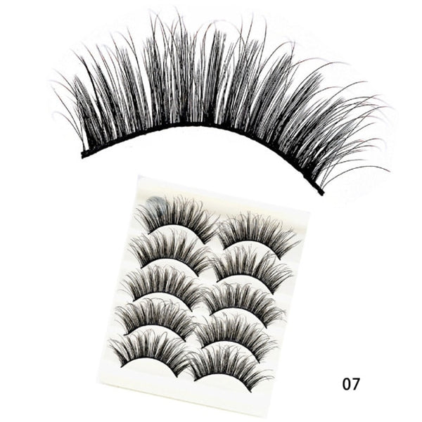 5Pairs 3D Faux Mink Hair False Eyelashes Natural/Thick Long Eye Lashes Wispy Fluffy Lashes