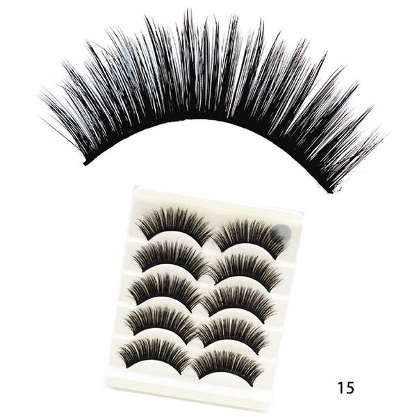 5Pairs 3D Faux Mink Hair False Eyelashes Natural/Thick Long Eye Lashes Wispy Fluffy Lashes