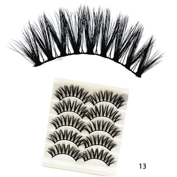 5Pairs 3D Faux Mink Hair False Eyelashes Natural/Thick Long Eye Lashes Wispy Fluffy Lashes