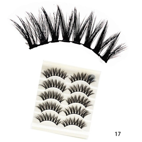 5Pairs 3D Faux Mink Hair False Eyelashes Natural/Thick Long Eye Lashes Wispy Fluffy Lashes