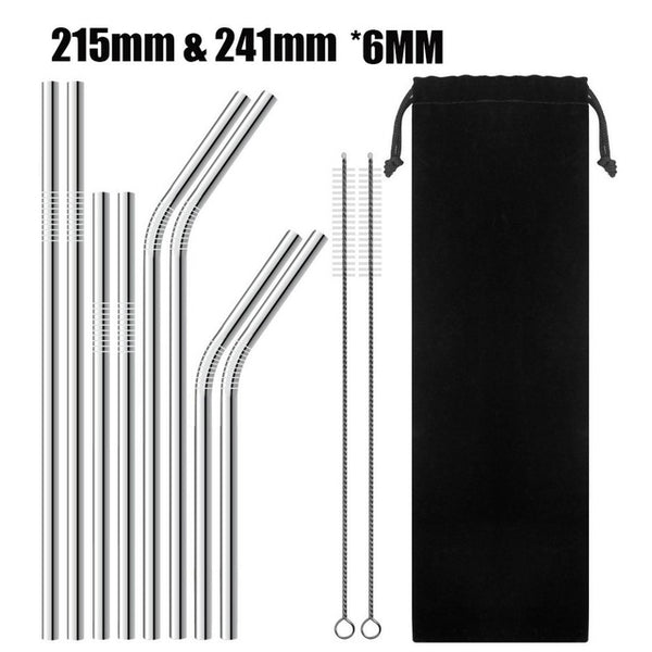 UPORS 4/8Pcs Reusable Drinking Straw High Quality 304 Stainless Steel Metal Straw with Cleaner Brush For Mugs 20/30oz