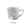 Handpainted Gold Monogram Natural Marble Porcelain Coffee Mug Mr and Mrs Tea Milk Cups and Mugs