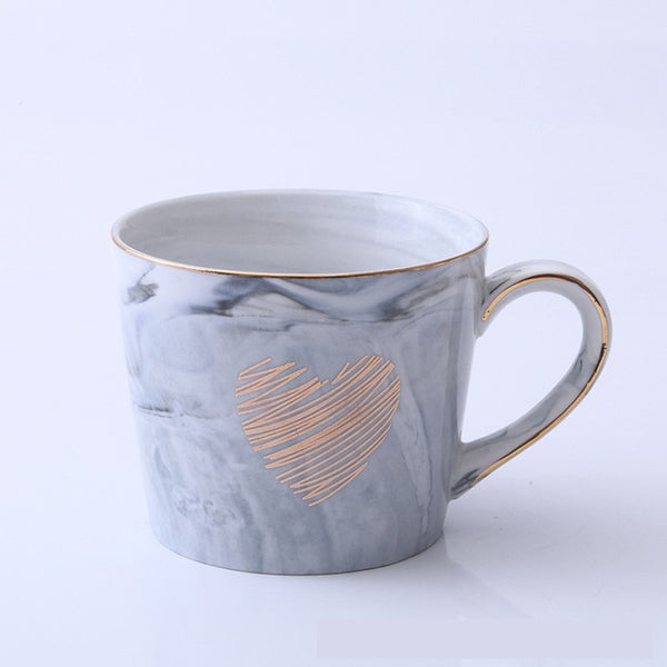 Handpainted Gold Monogram Natural Marble Porcelain Coffee Mug Mr and Mrs Tea Milk Cups and Mugs