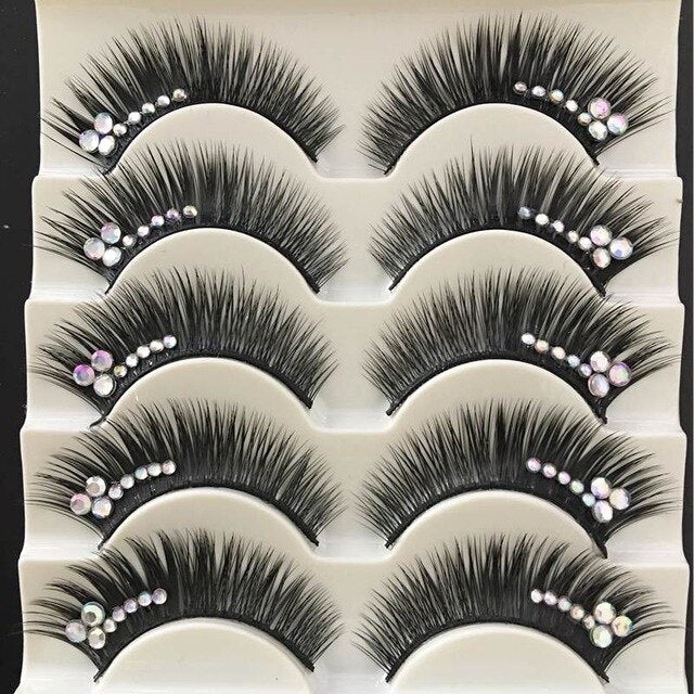 YOKPN Shimmery Crystal Eyelashes Stage Performance Exaggerated Stage Makeup Thick Long Eye Lashes