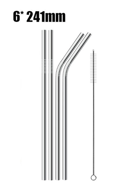 UPORS 4/8Pcs Reusable Drinking Straw High Quality 304 Stainless Steel Metal Straw with Cleaner Brush For Mugs 20/30oz