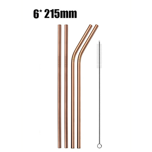 UPORS 4/8Pcs Reusable Drinking Straw High Quality 304 Stainless Steel Metal Straw with Cleaner Brush For Mugs 20/30oz