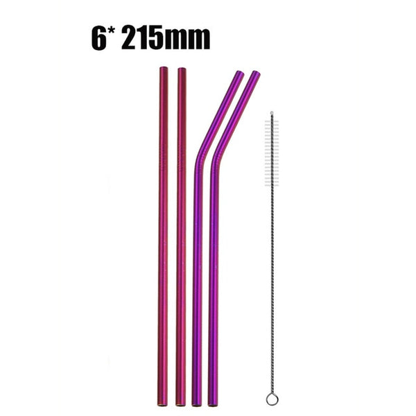 UPORS 4/8Pcs Reusable Drinking Straw High Quality 304 Stainless Steel Metal Straw with Cleaner Brush For Mugs 20/30oz