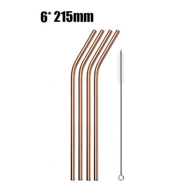 UPORS 4/8Pcs Reusable Drinking Straw High Quality 304 Stainless Steel Metal Straw with Cleaner Brush For Mugs 20/30oz