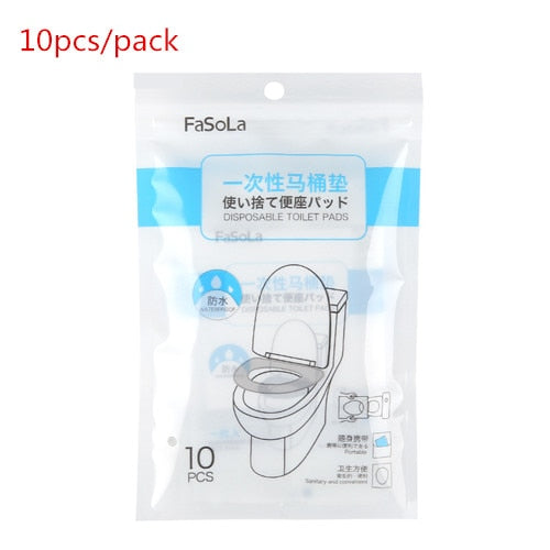 BUCHNIK 10pcs/Pack Portable Disposable Toilet Pats Travel Accesssories Seat Covers Trip Essentials Waterproof PE Commode Cushion