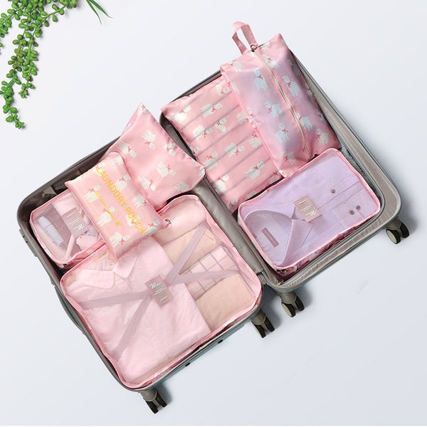 RUPUTIN 7Pcs/set Travel Organizer Suitcase Clothes Finishing Kit Portable Partition Pouch Storage Bags Home Travel Accessories