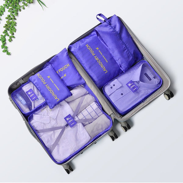 RUPUTIN 7Pcs/set Travel Organizer Suitcase Clothes Finishing Kit Portable Partition Pouch Storage Bags Home Travel Accessories