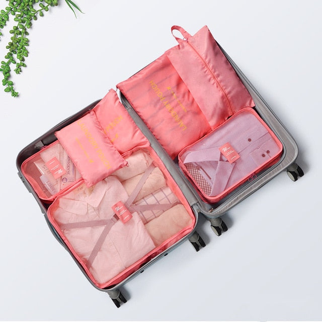 RUPUTIN 7Pcs/set Travel Organizer Suitcase Clothes Finishing Kit Portable Partition Pouch Storage Bags Home Travel Accessories