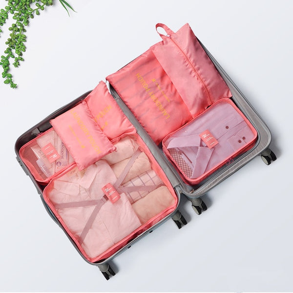 RUPUTIN 7Pcs/set Travel Organizer Suitcase Clothes Finishing Kit Portable Partition Pouch Storage Bags Home Travel Accessories