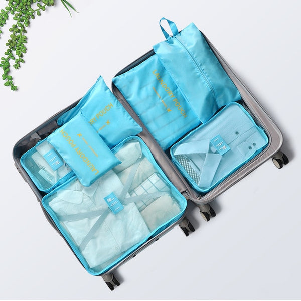 RUPUTIN 7Pcs/set Travel Organizer Suitcase Clothes Finishing Kit Portable Partition Pouch Storage Bags Home Travel Accessories