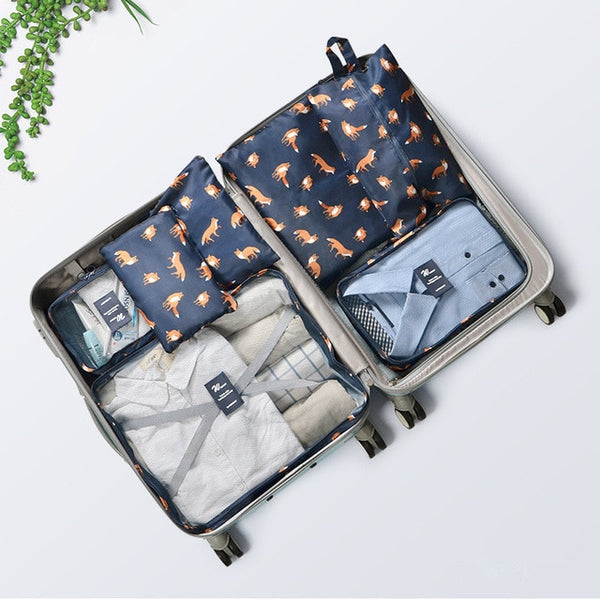 RUPUTIN 7Pcs/set Travel Organizer Suitcase Clothes Finishing Kit Portable Partition Pouch Storage Bags Home Travel Accessories