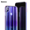 Baseus Luxury Aurora Case For iPhone Xs XR Xs Max Covers Gradient Hard PC Plastic Protective Case For iPhone Xs Back Phone Cover