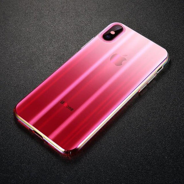 Baseus Luxury Aurora Case For iPhone Xs XR Xs Max Covers Gradient Hard PC Plastic Protective Case For iPhone Xs Back Phone Cover