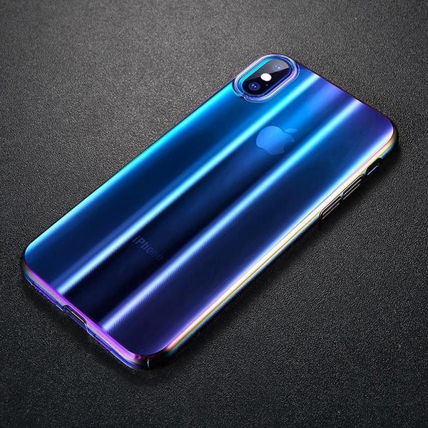 Baseus Luxury Aurora Case For iPhone Xs XR Xs Max Covers Gradient Hard PC Plastic Protective Case For iPhone Xs Back Phone Cover