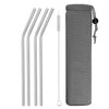 Reusable Metal Drinking Straws 304 Stainless Steel Sturdy Bent Straight Drinks Straw with Cleaning Brush