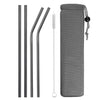 Reusable Metal Drinking Straws 304 Stainless Steel Sturdy Bent Straight Drinks Straw with Cleaning Brush