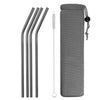 Reusable Metal Drinking Straws 304 Stainless Steel Sturdy Bent Straight Drinks Straw with Cleaning Brush