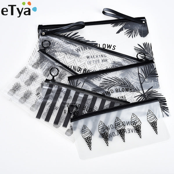 eTya Fashion Travel Women Clear Transparent Cosmetic Bag Small Large PVC Necessary Makeup Bag Case  Bath Wash Organizer Set