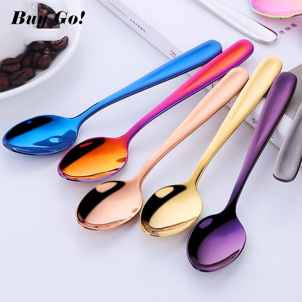 Luxury 304 Stainless Steel Mini Spoon Set Ice Cream Fruit Dessert Spoon Tea Spoon Rose Gold Coffee Teaspoons Tableware Cutlery