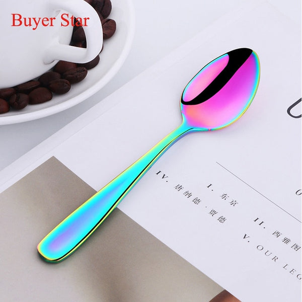 Luxury 304 Stainless Steel Mini Spoon Set Ice Cream Fruit Dessert Spoon Tea Spoon Rose Gold Coffee Teaspoons Tableware Cutlery