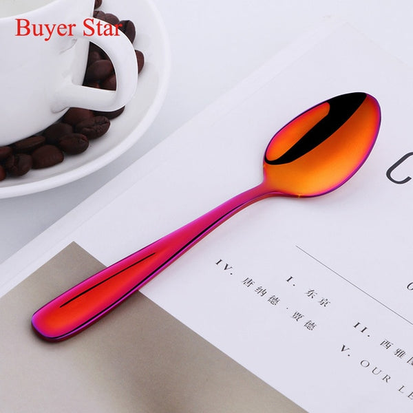 Luxury 304 Stainless Steel Mini Spoon Set Ice Cream Fruit Dessert Spoon Tea Spoon Rose Gold Coffee Teaspoons Tableware Cutlery