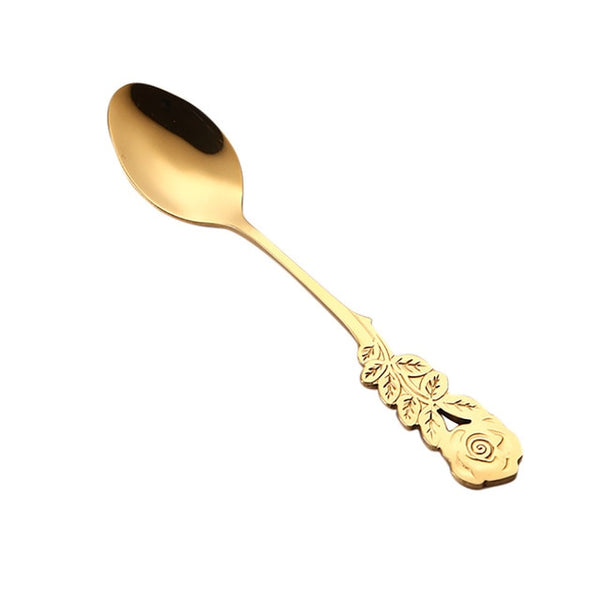 Small Mini Stainless Steel Flower Coffee Spoon Strring Spoon Teaspoon Tea Spoon Dessert Spoon Long Handle Tableware