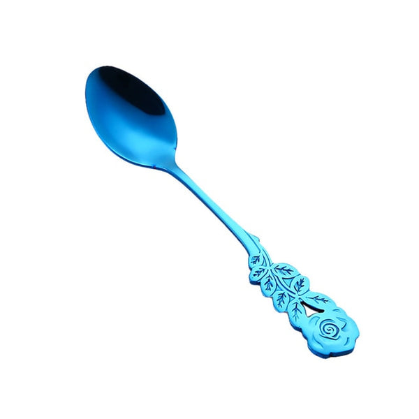 Small Mini Stainless Steel Flower Coffee Spoon Strring Spoon Teaspoon Tea Spoon Dessert Spoon Long Handle Tableware