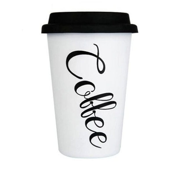 Reusable Stainless Steel Coffee Mugs with Lid Letter Creative Cup for Office Home Travel